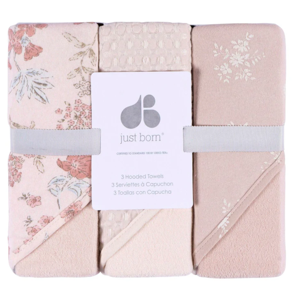Just Born 3-Pack Hooded Towel