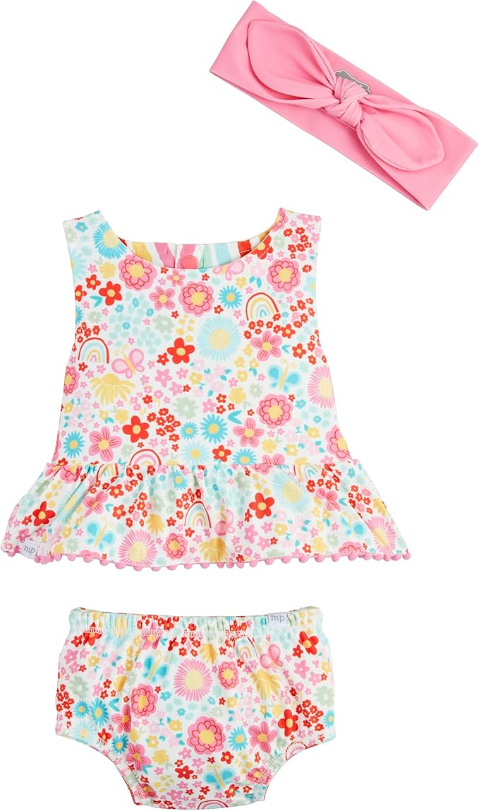 Mud Pie baby-girls Children's Rainbow Stripe Reversible 3pc