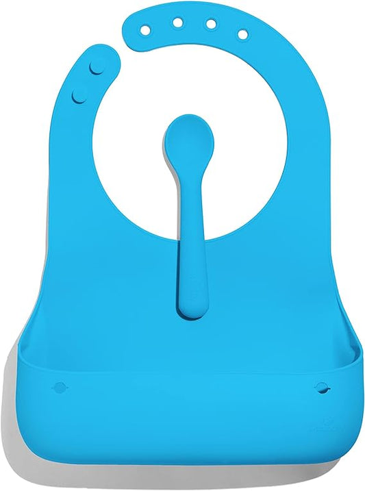 Avanchy Roll and Go Baby Bibs Silicone Set with Spoon