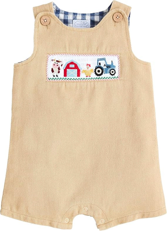 Mud Pie Baby Boys Children's Farm Smocked Jon Jon