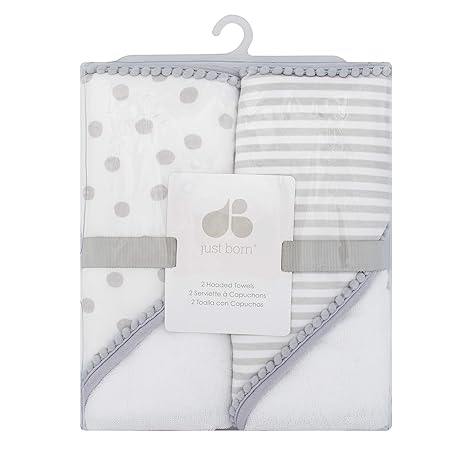 Pom Pom Hooded Towel 2pk