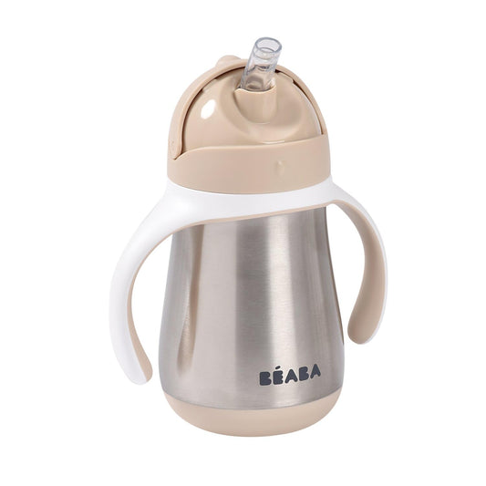 Beaba Stainless Steel Straw Sippy Cup, Insulated Toddler Cups