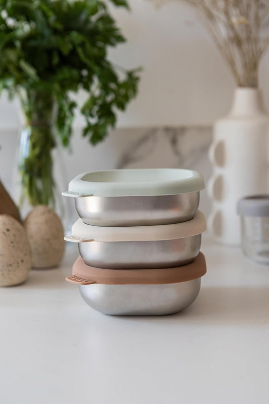 BEABA Microwave Safe Stainless Steel Baby Bowls