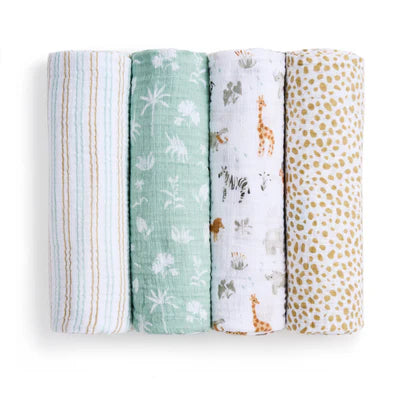Essentials cotton muslin swaddle blanket 4 pack