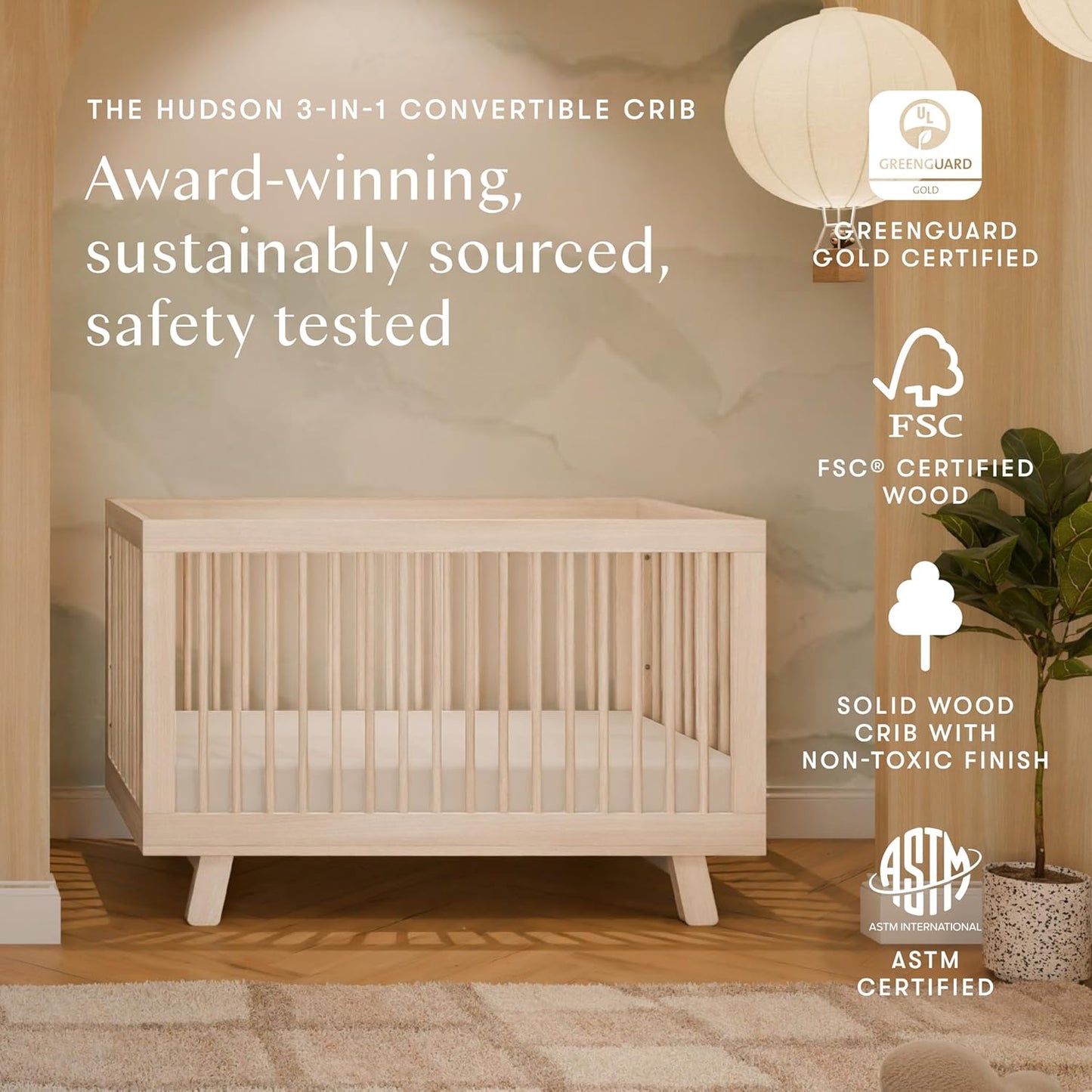 Babyletto Hudson 3-in-1 Convertible Baby Crib
