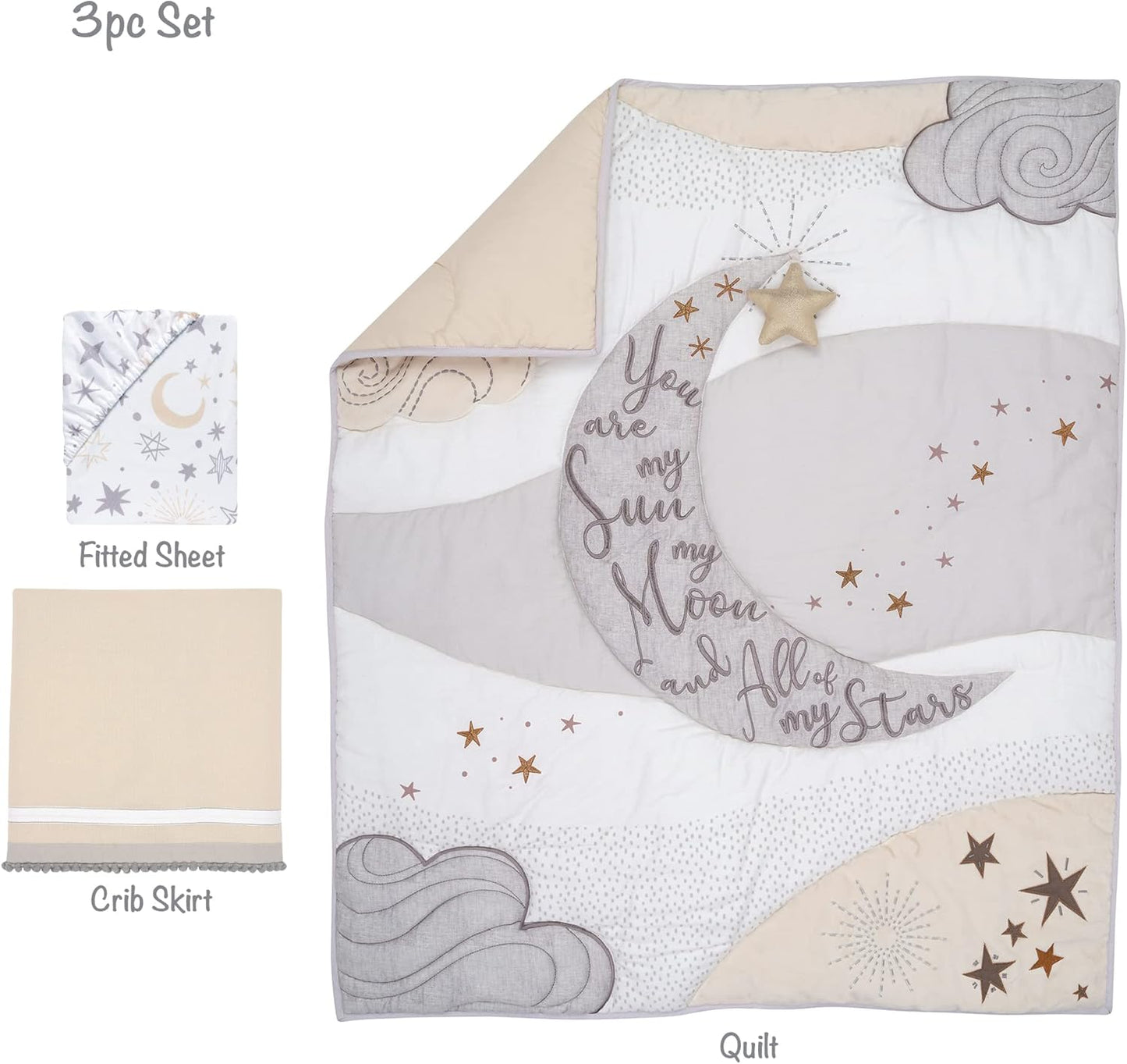 Lambs & Ivy Goodnight Moon 3-Piece Celestial Nursery Baby Crib Bedding Set