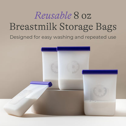 Lansinoh Silicone Breastmilk Storage Bags, 8 Ounce, 5 Count