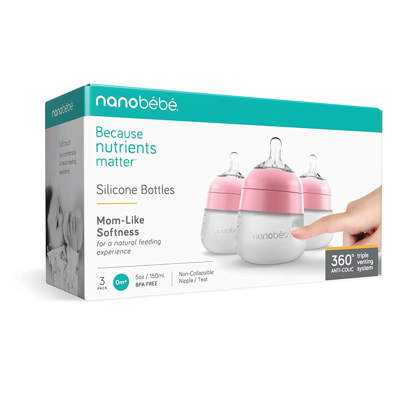 Nanobebe Silicone 3pk Bottle