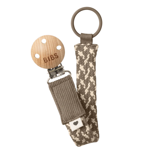 BIBS Paci Clip Dark Oak/Vanilla