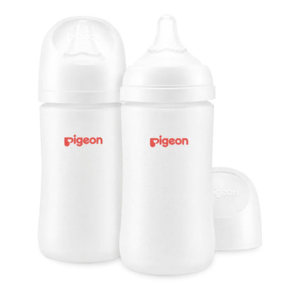 Pigeon Silicone Coating (Glass Inside/Silicone Outside) Baby Bottle, Wide Neck