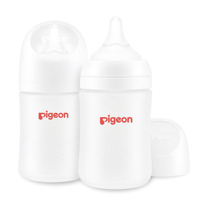 Pigeon Silicone Coating (Glass Inside/Silicone Outside) Baby Bottle, Wide Neck