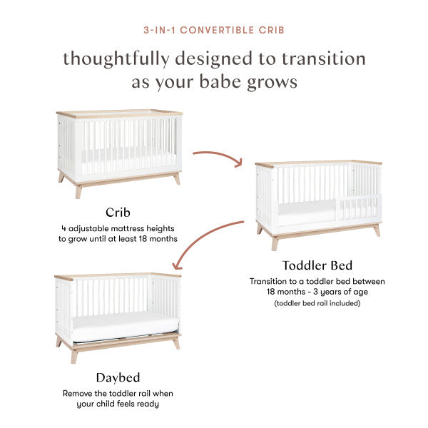 Babyletto Scoot 3-in-1 Convertible Crib with Toddler Bed Conversion Kit